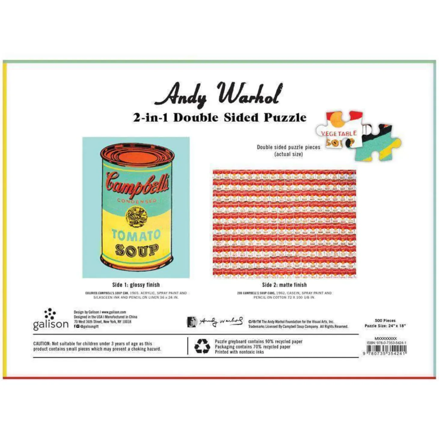 Andy Warhol Soup Can Double-Sided 500 Piece Jigsaw Puzzle