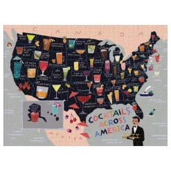 Anne Bentley Cocktail Map Of The Usa 1000 Piece Jigsaw Puzzle