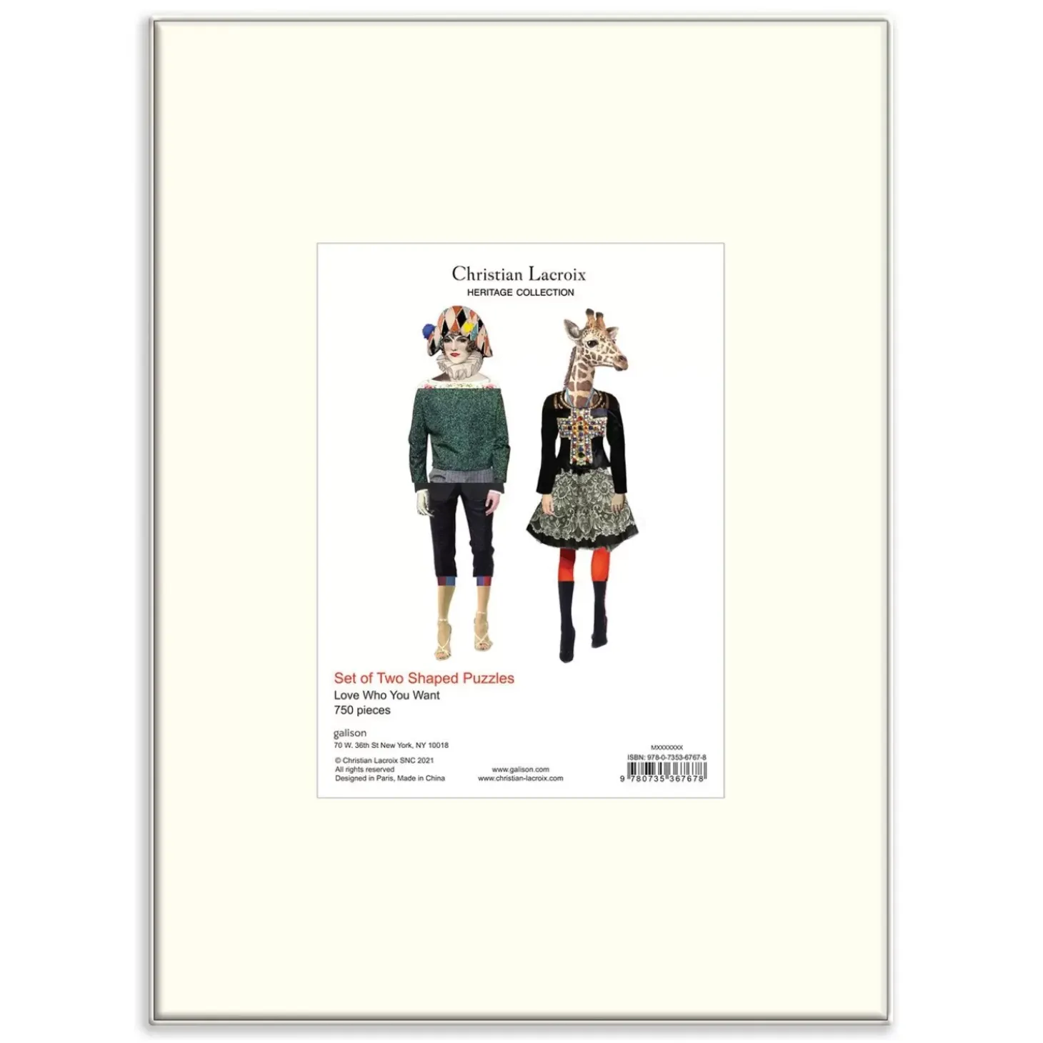 Christian Lacroix Heritage Collection Love Who You Want Set Of Two Shaped Jigsaw Puzzles