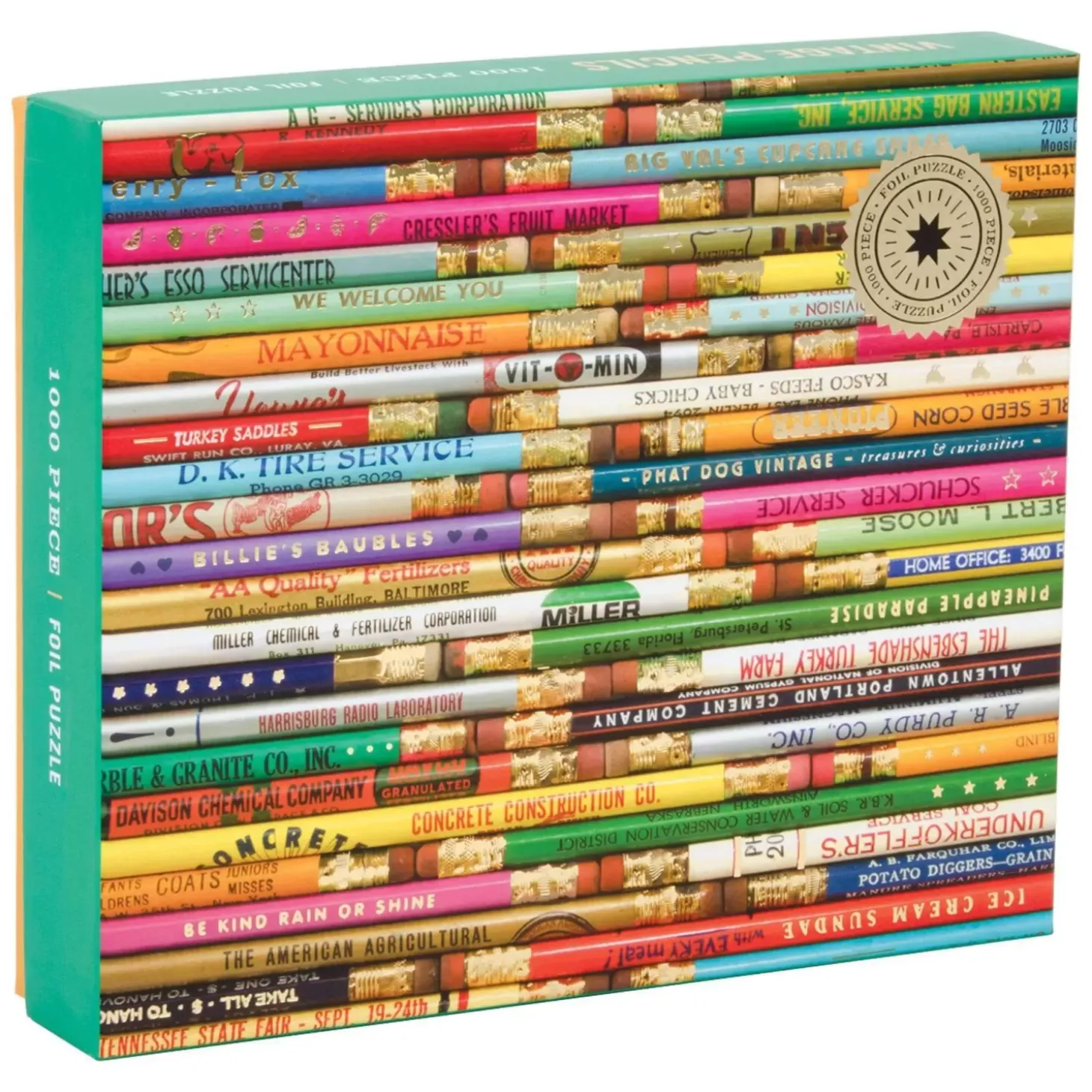 Phat Dog Vintage Pencils 1000 Piece Foil Stamped Jigsaw Puzzle