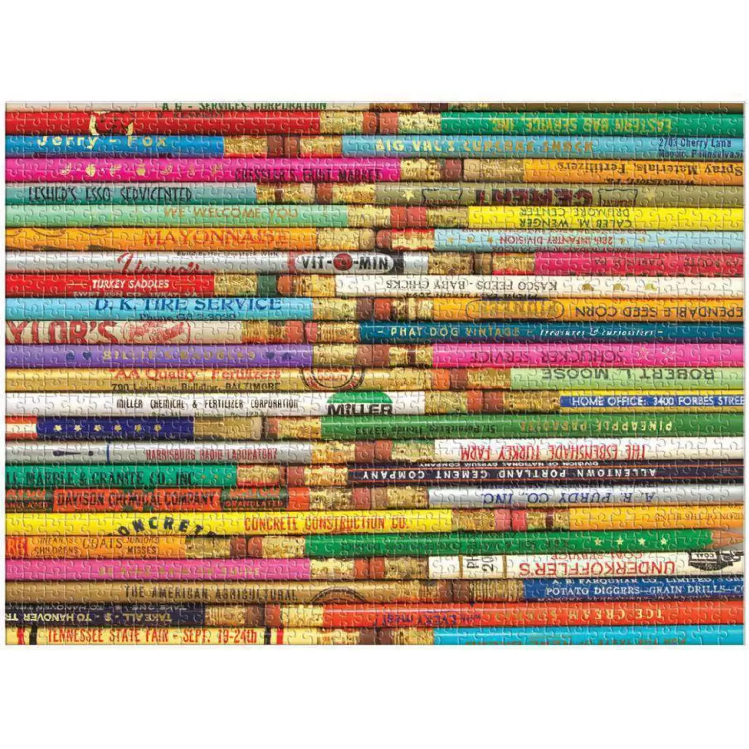 Phat Dog Vintage Pencils 1000 Piece Foil Stamped Jigsaw Puzzle