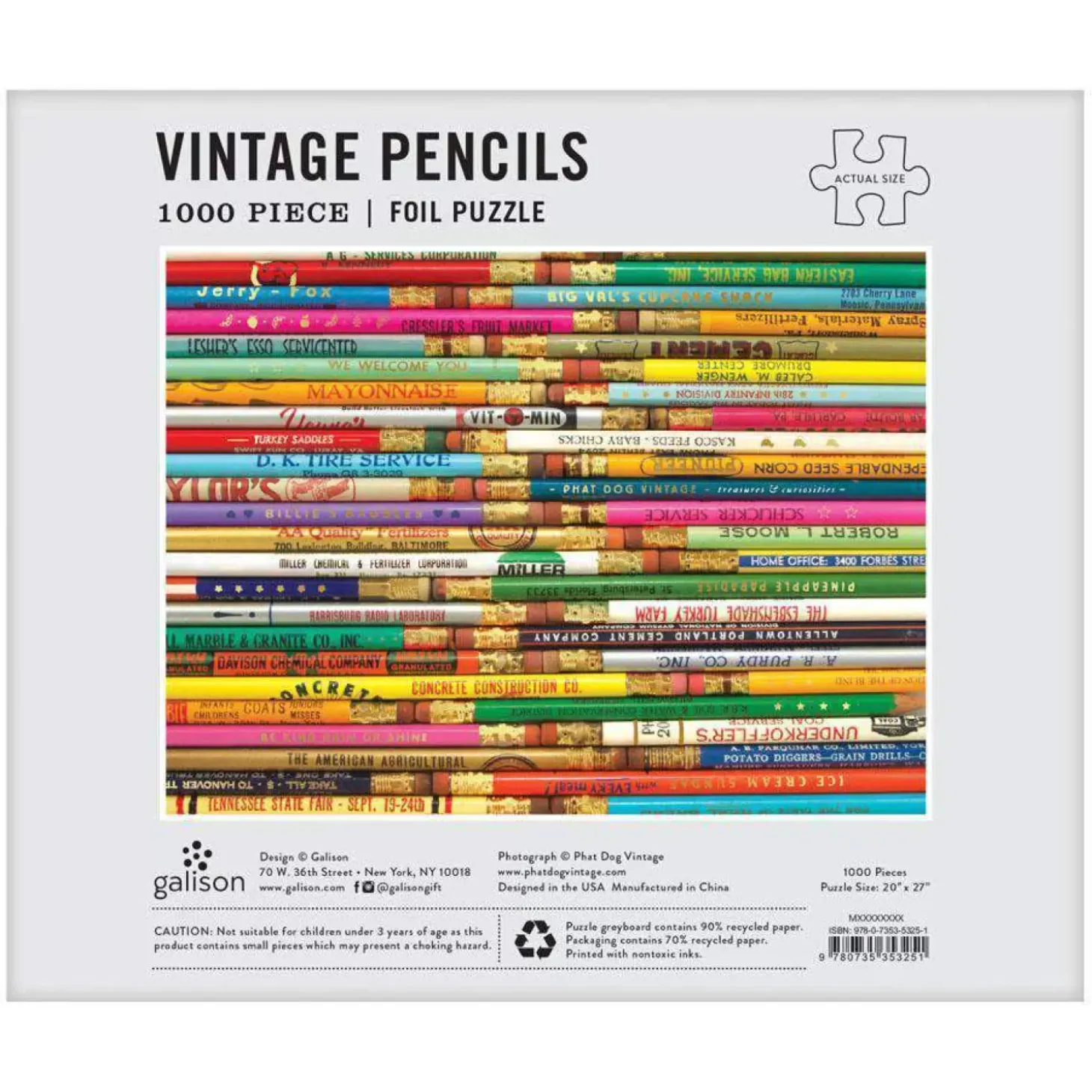 Phat Dog Vintage Pencils 1000 Piece Foil Stamped Jigsaw Puzzle