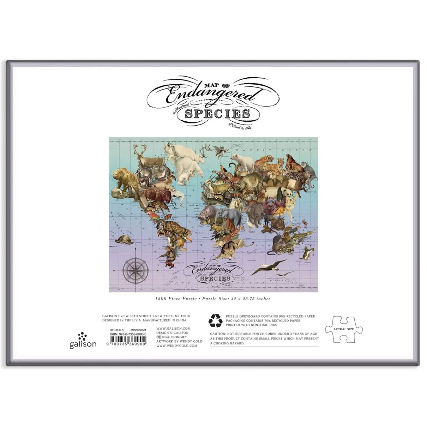 Wendy Gold Endangered Species 1500 Piece Jigsaw Puzzle